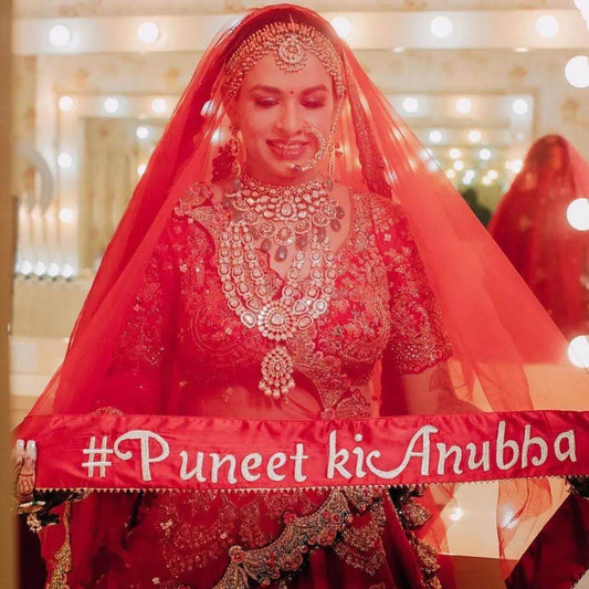Customized Name Bridal Net Dupatta Design 4