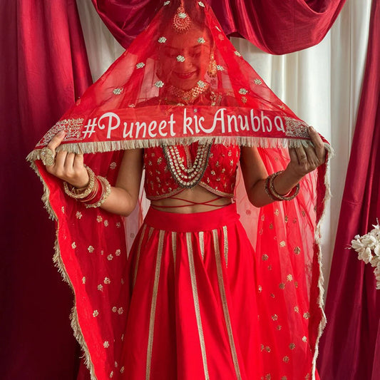 Customized Name Bridal Net Dupatta Design 2